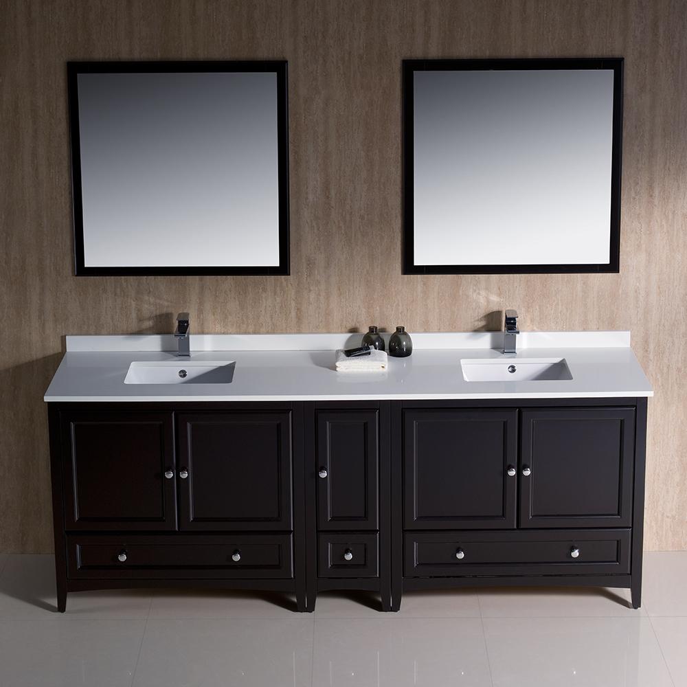 Fresca Oxford 84" Espresso Traditional Double Sink Bathroom Vanity