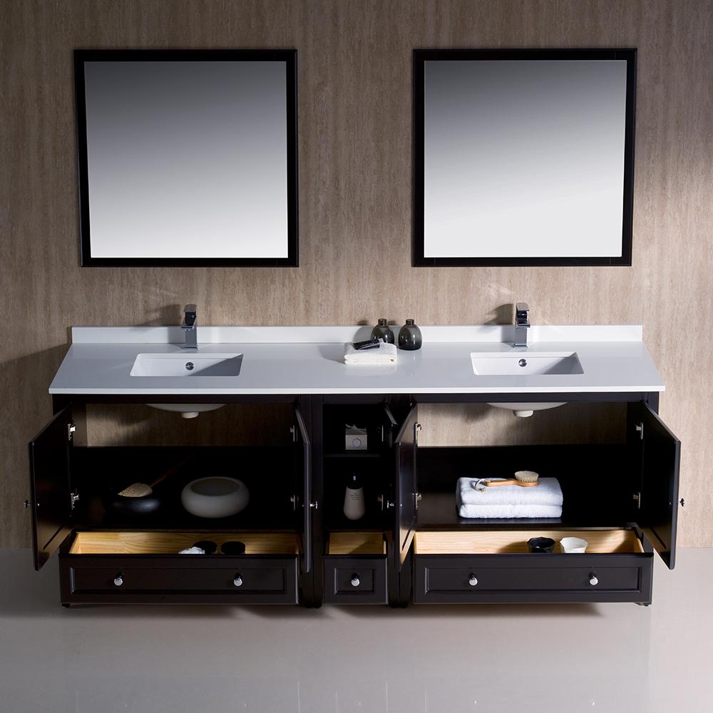 Fresca Oxford 84" Espresso Traditional Double Sink Bathroom Vanity