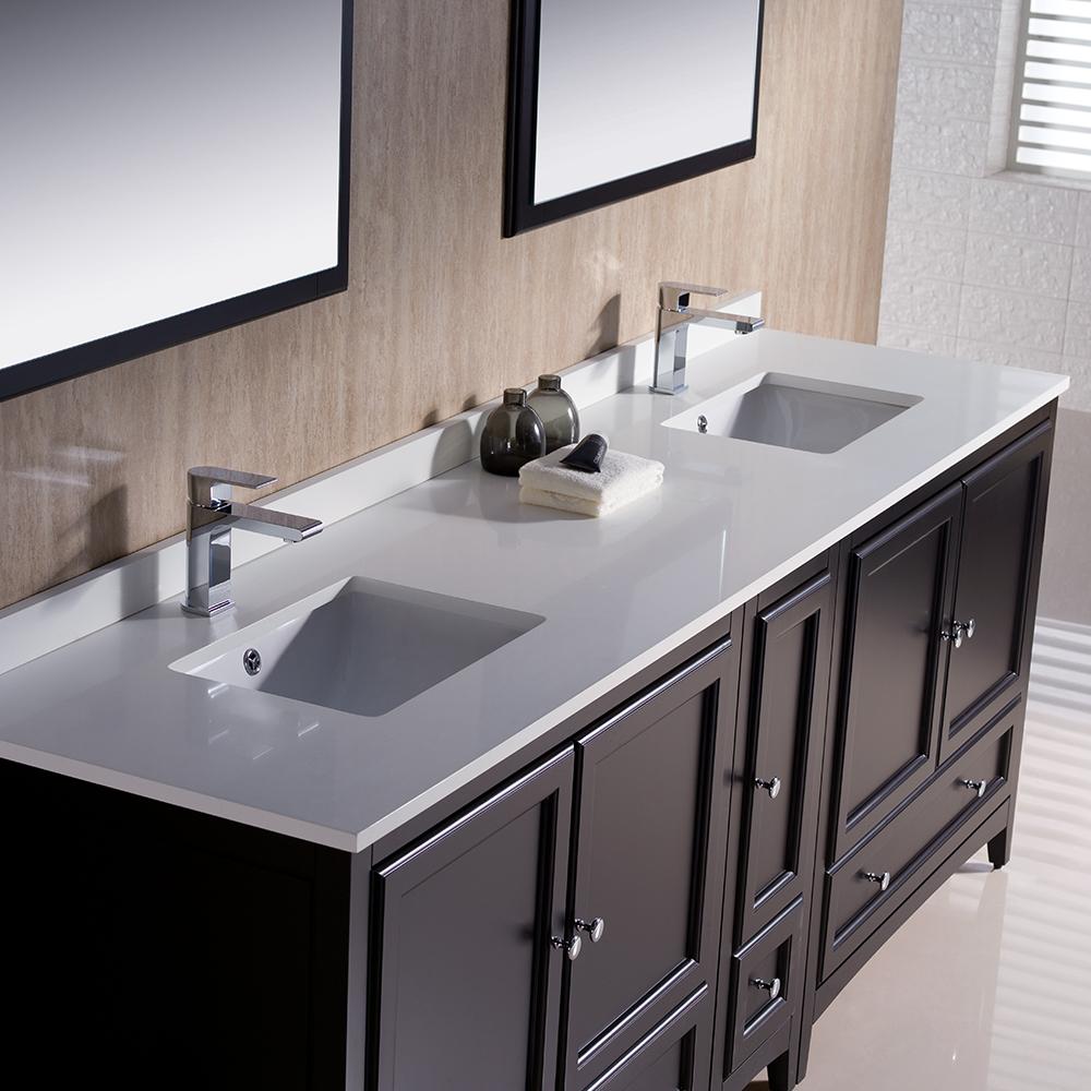 Fresca Oxford 84" Espresso Traditional Double Sink Bathroom Vanity