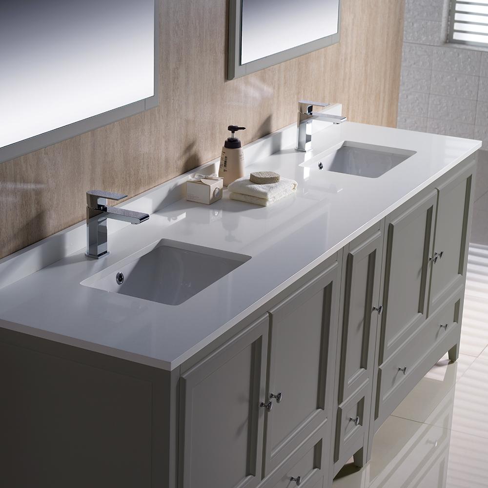 Fresca Oxford 84" Gray Traditional Double Sink Bathroom Vanity