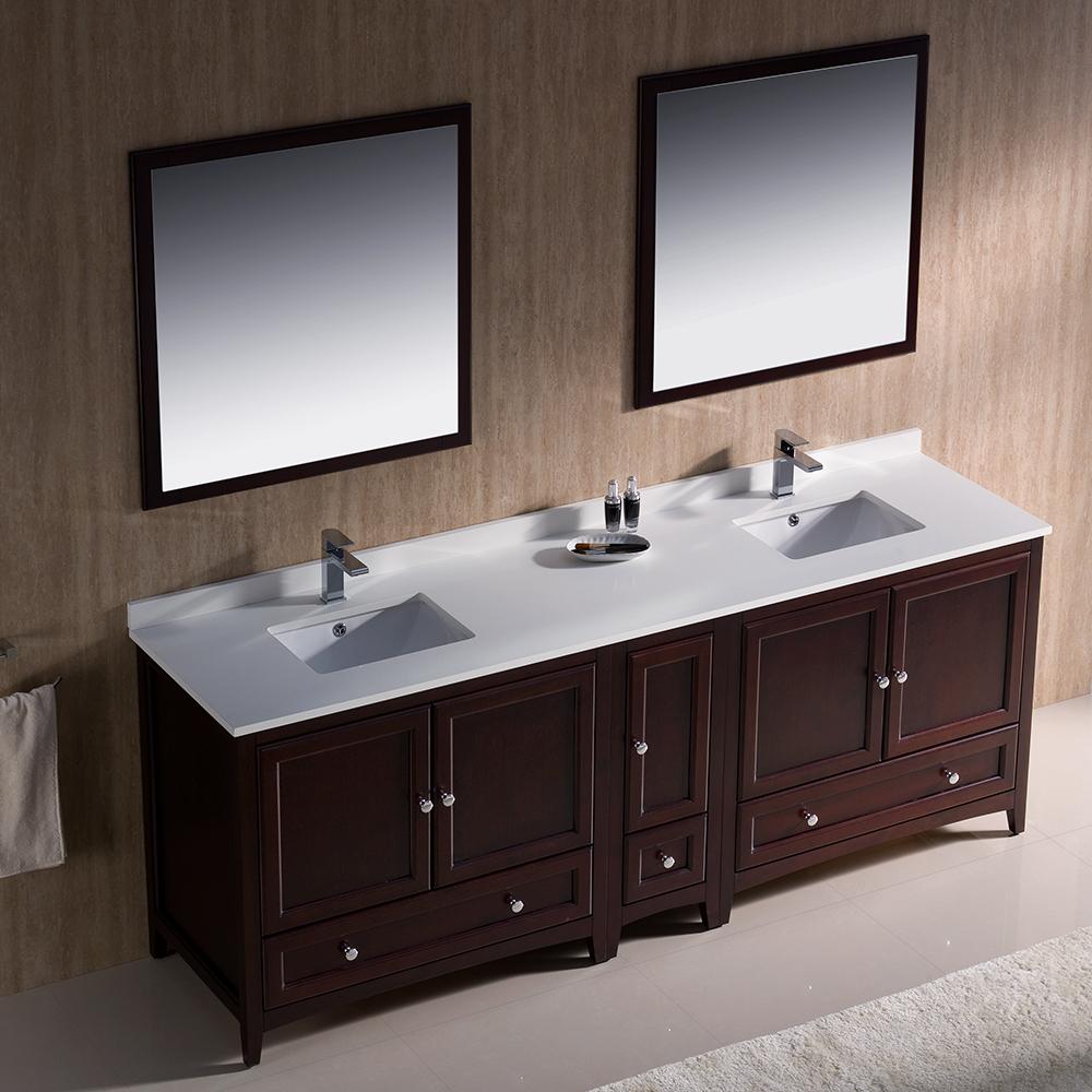 Fresca Oxford 84" Mahogany Traditional Double Sink Bathroom Vanity