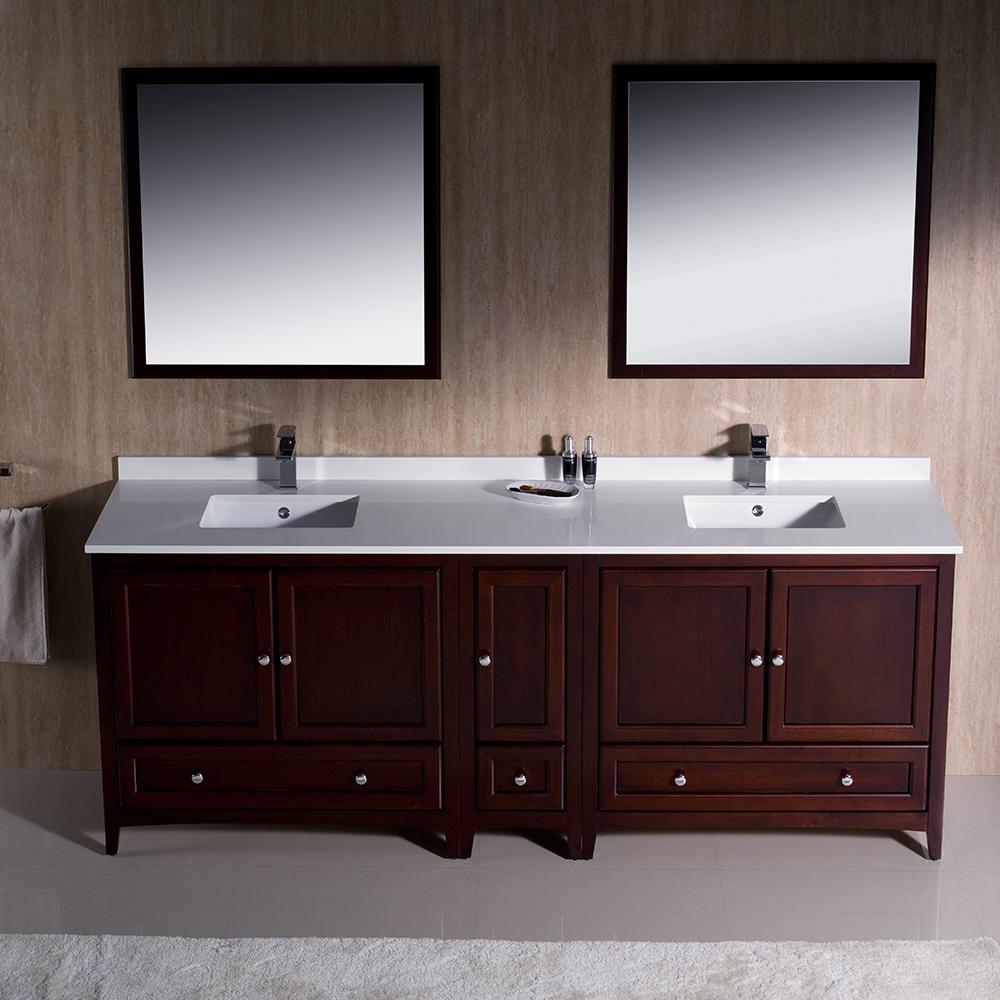 Fresca Oxford 84" Mahogany Traditional Double Sink Bathroom Vanity