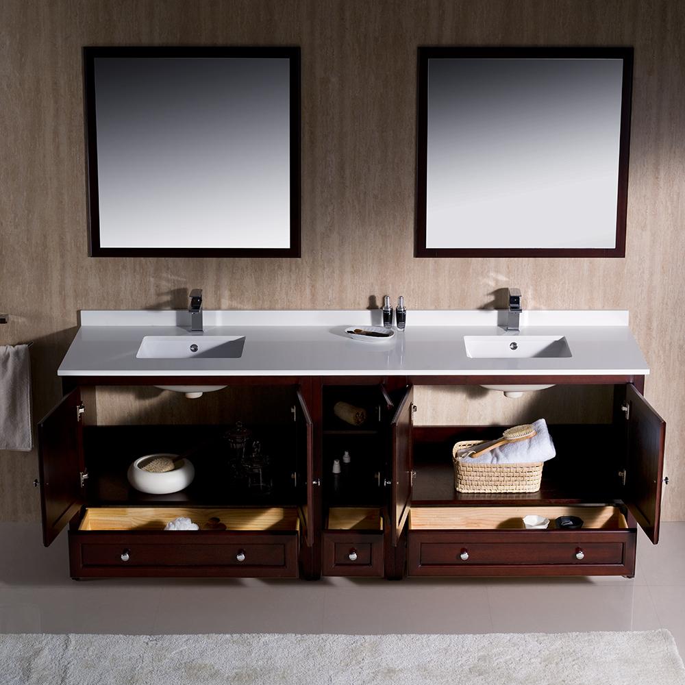 Fresca Oxford 84" Mahogany Traditional Double Sink Bathroom Vanity
