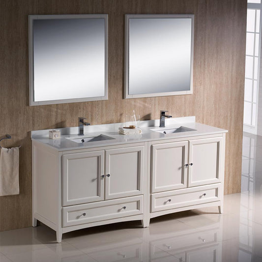 Fresca-Oxford-72"-Antique-White-Traditional-Double-Sink-Bathroom-Vanity-(FVN20-3636AW)