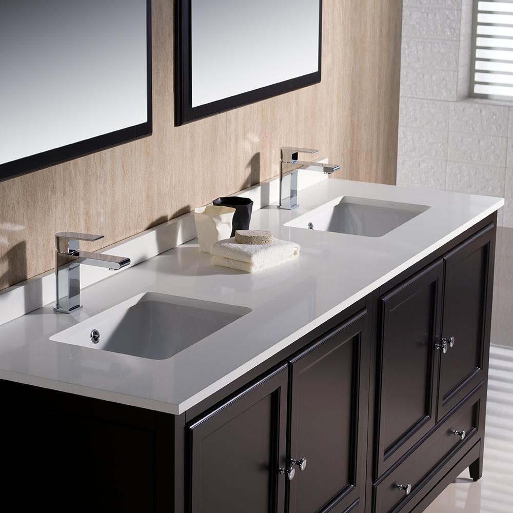 Fresca Oxford 72" Espresso Traditional Double Sink Bathroom Vanity