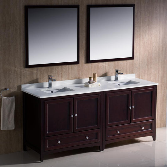 Fresca-Oxford-72"-Mahogany-Traditional-Double-Sink-Bathroom-Vanity-(FVN20-3636MH)