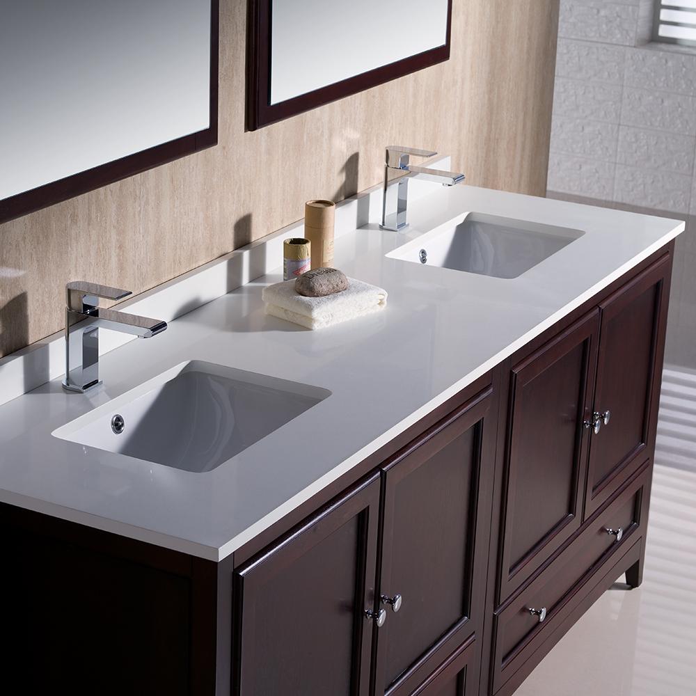 Fresca Oxford 72" Mahogany Traditional Double Sink Bathroom Vanity
