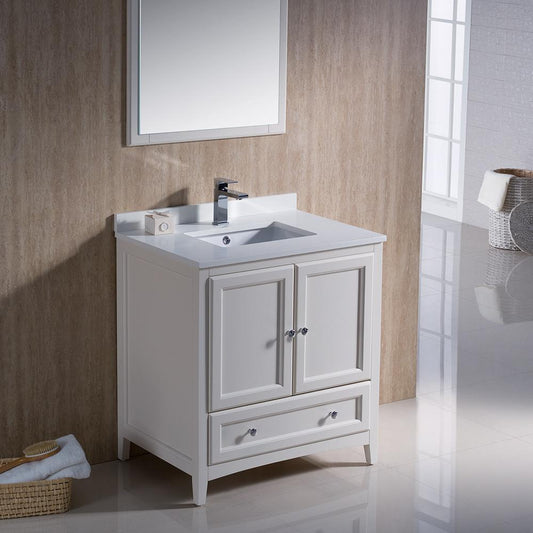 Fresca-Oxford-30"-Antique-White-Traditional-Bathroom-Vanity-(FVN2030AW)