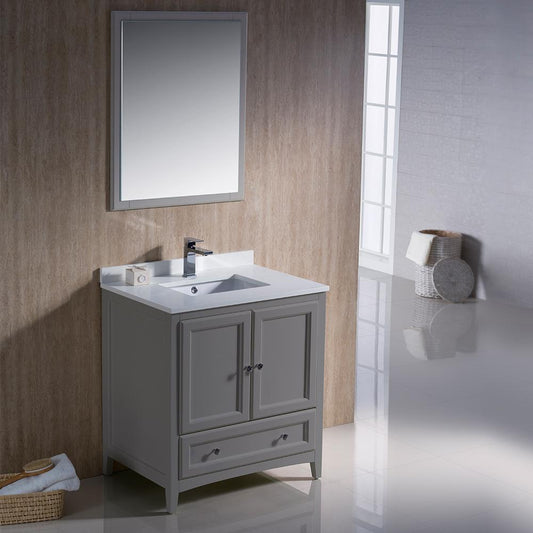 Fresca-Oxford-30"-Gray-Traditional-Bathroom-Vanity-(FVN2030GR)