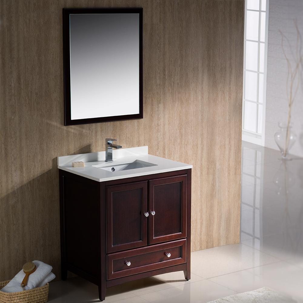 Fresca-Oxford-30"-Mahogany-Traditional-Bathroom-Vanity-(FVN2030MH)