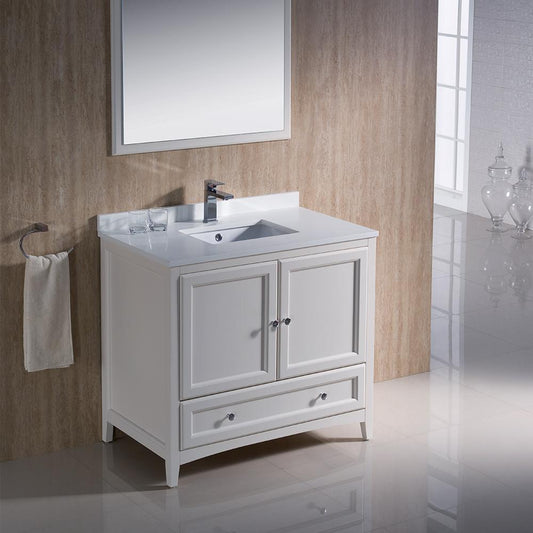 Fresca-Oxford-36"-Antique-White-Traditional-Bathroom-Vanity-(FVN2036AW)