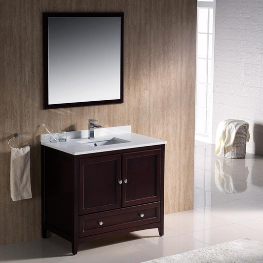 Fresca-Oxford-36"-Mahogany-Traditional-Bathroom-Vanity-(FVN2036MH)