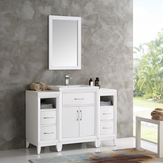 Fresca-Cambridge-48"-White-Traditional-Bathroom-Vanity-w/-Mirror-(FVN21-122412WH)