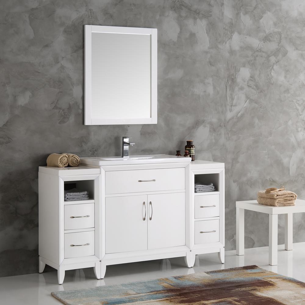 Fresca-Cambridge-54"-White-Traditional-Bathroom-Vanity-w/-Mirror-(FVN21-123012WH)