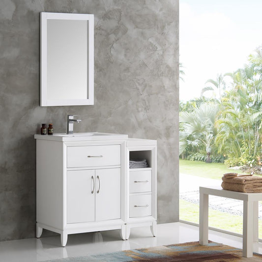 Fresca-Cambridge-36"-White-Traditional-Bathroom-Vanity-w/-Mirror-(FVN21-2412WH)