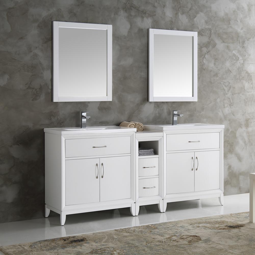Fresca-Cambridge-72"-White-Double-Sink-Traditional-Bathroom-Vanity-w/-Mirrors-(FVN21-301230WH)