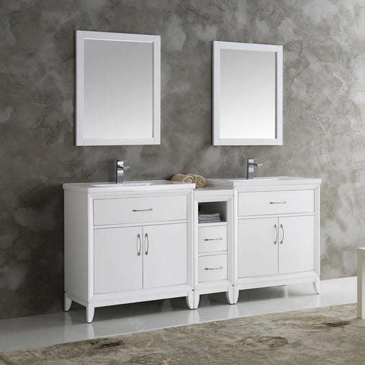 Fresca-Cambridge-72"-White-Double-Sink-Traditional-Bathroom-Vanity-w/-Mirrors-(FVN21-301230WH)