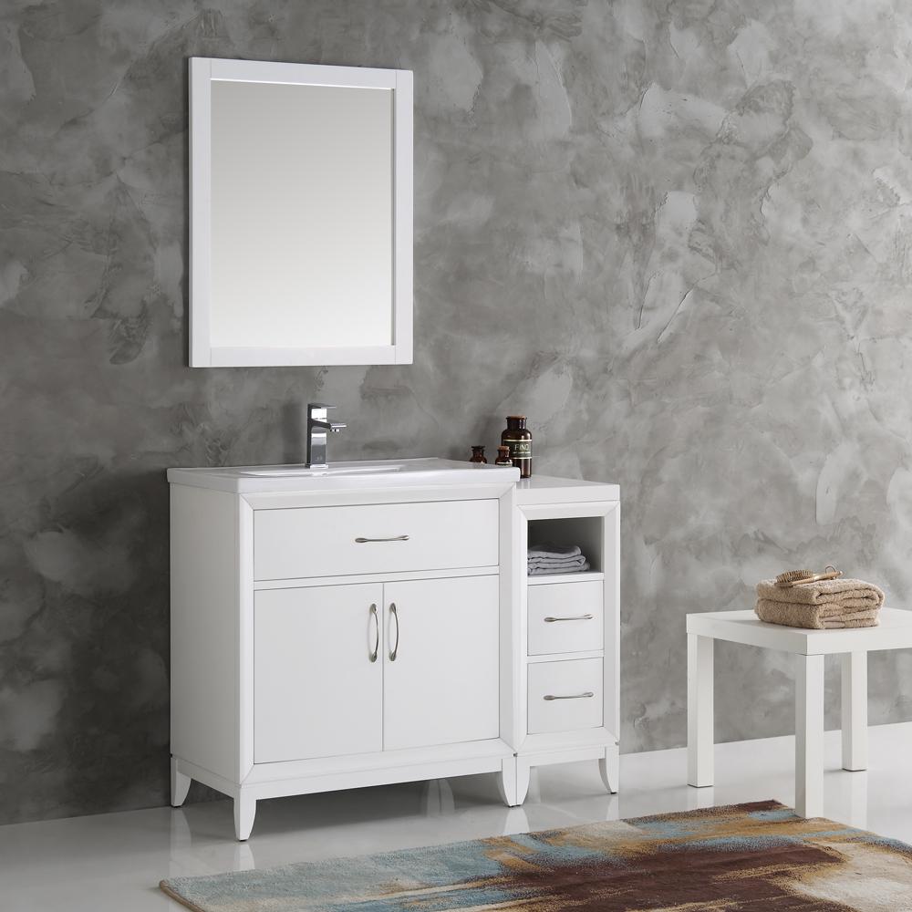 Fresca-Cambridge-42"-White-Traditional-Bathroom-Vanity-w/-Mirror-(FVN21-3012WH)