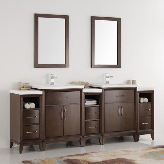 Fresca-Cambridge-84"-Antique-Coffee-Double-Sink-Traditional-Bathroom-Vanity-w/-Mirrors-(FVN21-84AC)