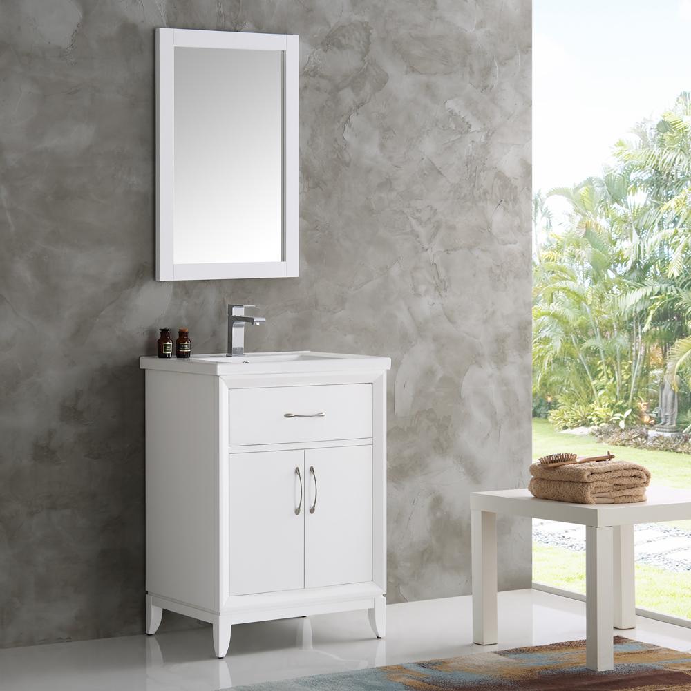 Fresca-Cambridge-24"-White-Traditional-Bathroom-Vanity-w/-Mirror-(FVN2124WH)