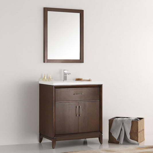 Fresca-Cambridge-30"-Antique-Coffee-Traditional-Bathroom-Vanity-w/-Mirror-(FVN2130AC)