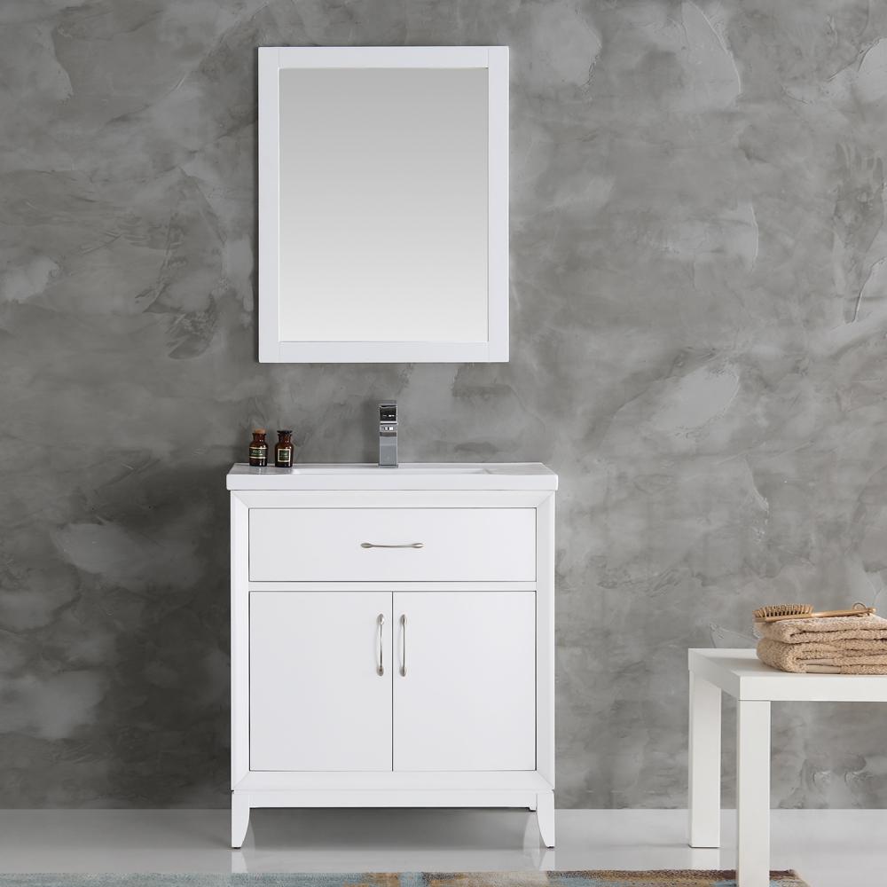 Fresca Cambridge 30" White Traditional Bathroom Vanity w/ Mirror
