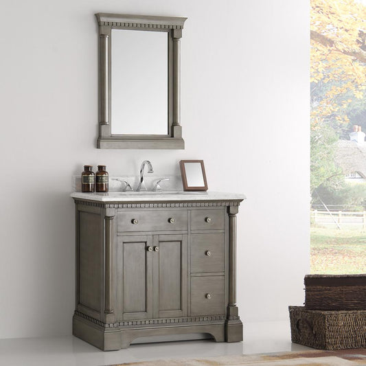 Fresca-Kingston-37"-Antique-Silver-Traditional-Bathroom-Vanity-w/-Mirror-(FVN2236SA)