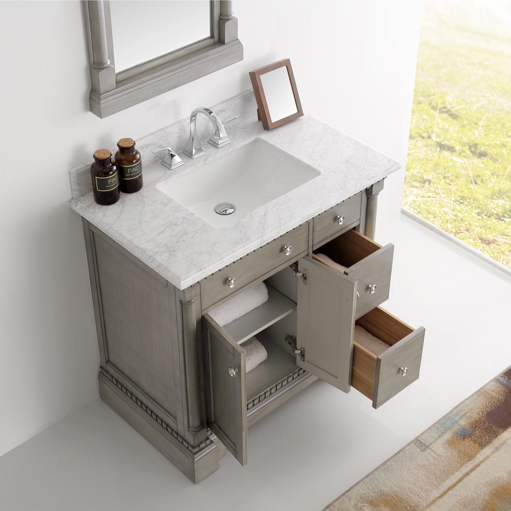 Fresca Kingston 37" Antique Silver Traditional Bathroom Vanity w/ Mirror