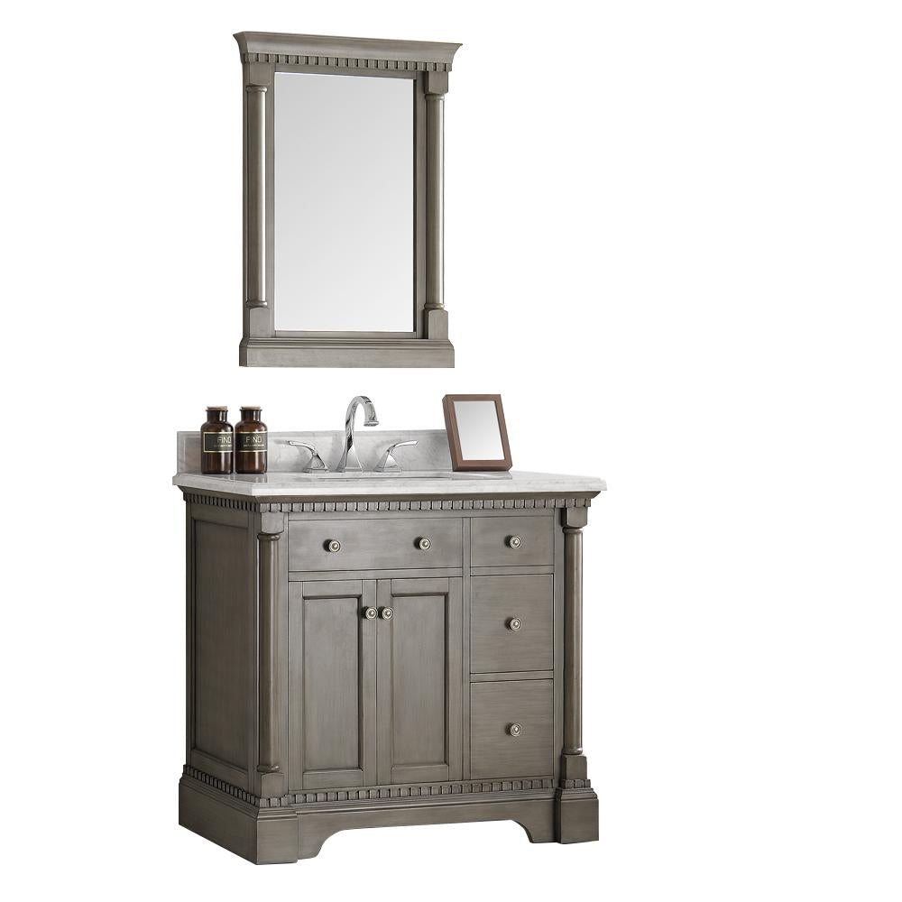 Fresca Kingston 37" Antique Silver Traditional Bathroom Vanity w/ Mirror