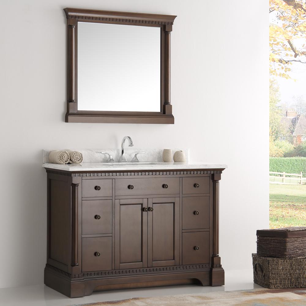 Fresca-Kingston-49"-Antique-Coffee-Traditional-Bathroom-Vanity-w/-Mirror-(FVN2248AC)