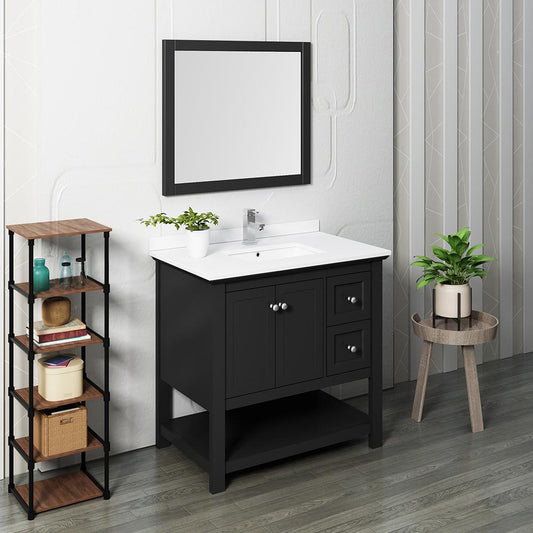 Fresca-Manchester-36"-Black-Traditional-Bathroom-Vanity-w/-Mirror-(FVN2336BL)