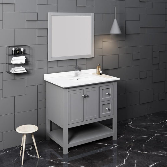 Fresca-Manchester-36"-Gray-Traditional-Bathroom-Vanity-w/-Mirror-(FVN2336GR)