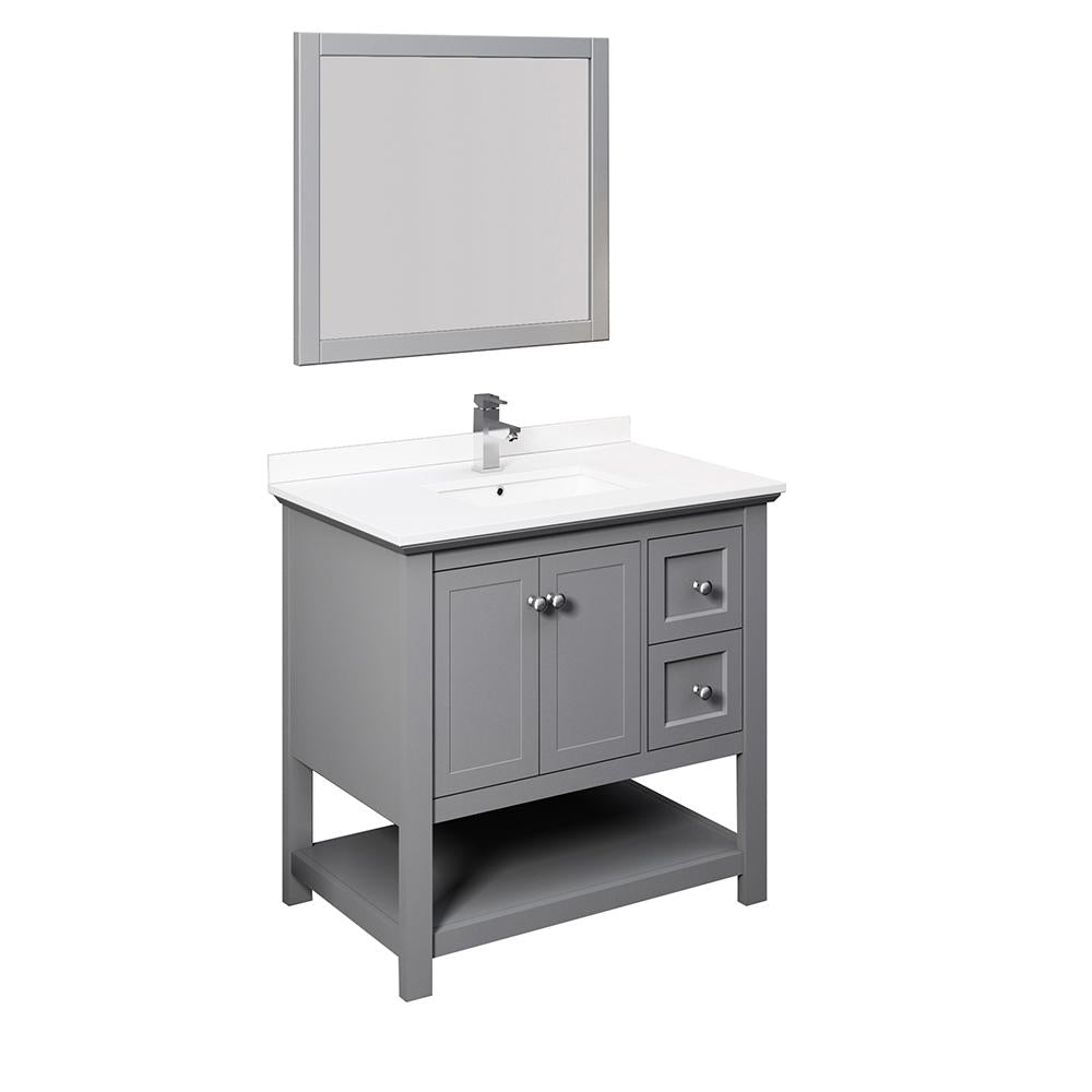 Fresca Manchester 36" Gray Traditional Bathroom Vanity w/ Mirror