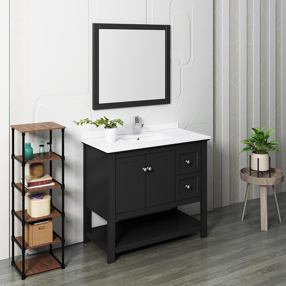 Fresca-Manchester-40"-Black-Traditional-Bathroom-Vanity-w/-Mirror-(FVN2340BL)