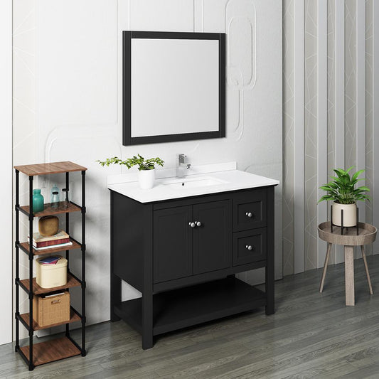 Fresca-Manchester-40"-Black-Traditional-Bathroom-Vanity-w/-Mirror-(FVN2340BL)