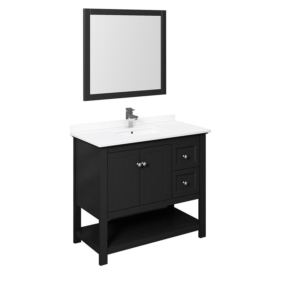 Fresca Manchester 40" Black Traditional Bathroom Vanity w/ Mirror