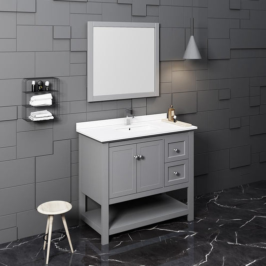 Fresca-Manchester-40"-Gray-Traditional-Bathroom-Vanity-w/-Mirror-(FVN2340GR)