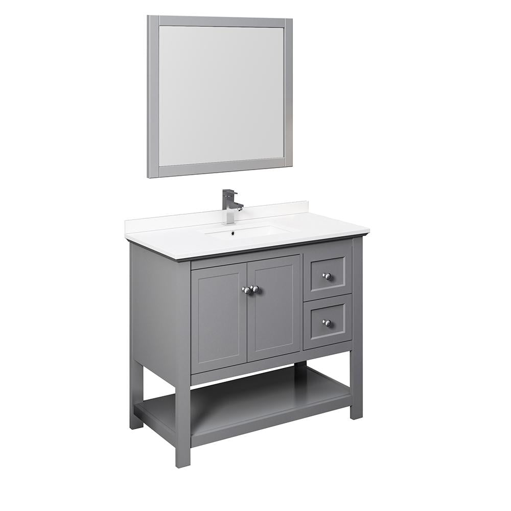 Fresca Manchester 40" Gray Traditional Bathroom Vanity w/ Mirror