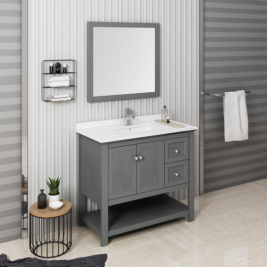 Fresca-Manchester-Regal-40"-Gray-Wood-Veneer-Traditional-Bathroom-Vanity-w/-Mirror-(FVN2340VG)