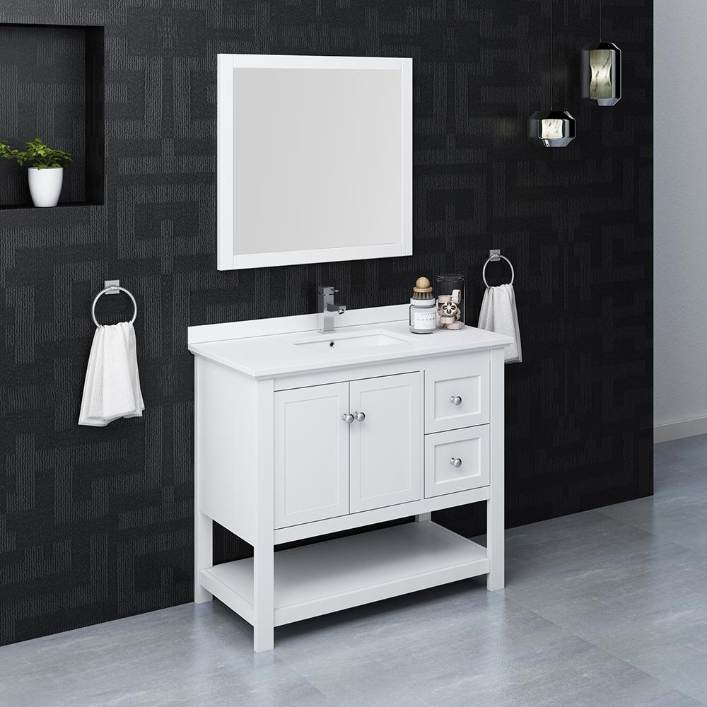 Fresca-Manchester-40"-White-Traditional-Bathroom-Vanity-w/-Mirror-(FVN2340WH)