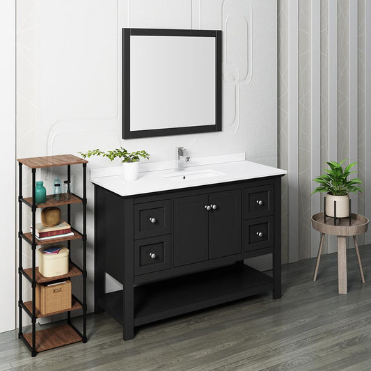 Fresca-Manchester-48"-Black-Traditional-Bathroom-Vanity-w/-Mirror-(FVN2348BL)
