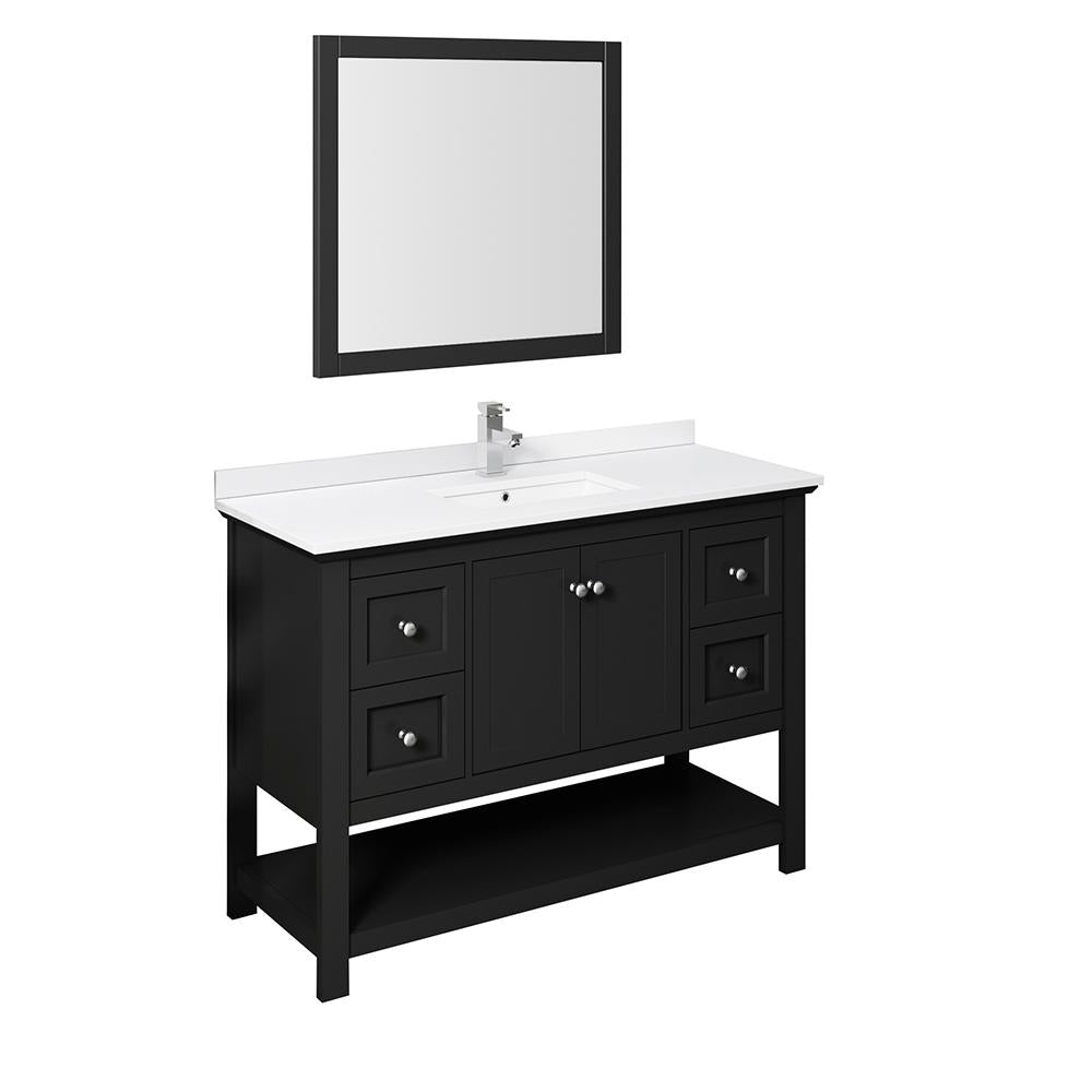 Fresca Manchester 48" Black Traditional Bathroom Vanity w/ Mirror