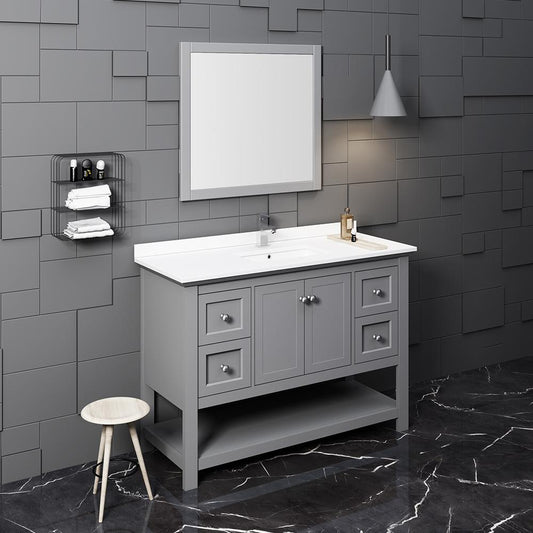 Fresca-Manchester-48"-Gray-Traditional-Bathroom-Vanity-w/-Mirror-(FVN2348GR)