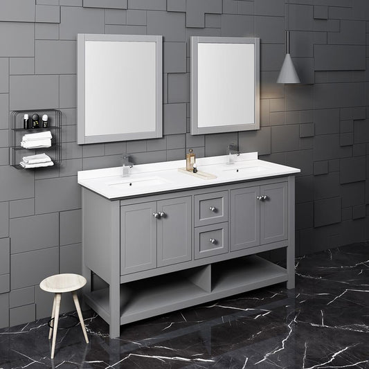 Fresca-Manchester-60"-Gray-Traditional-Double-Sink-Bathroom-Vanity-w/-Mirrors-(FVN2360GR-D)