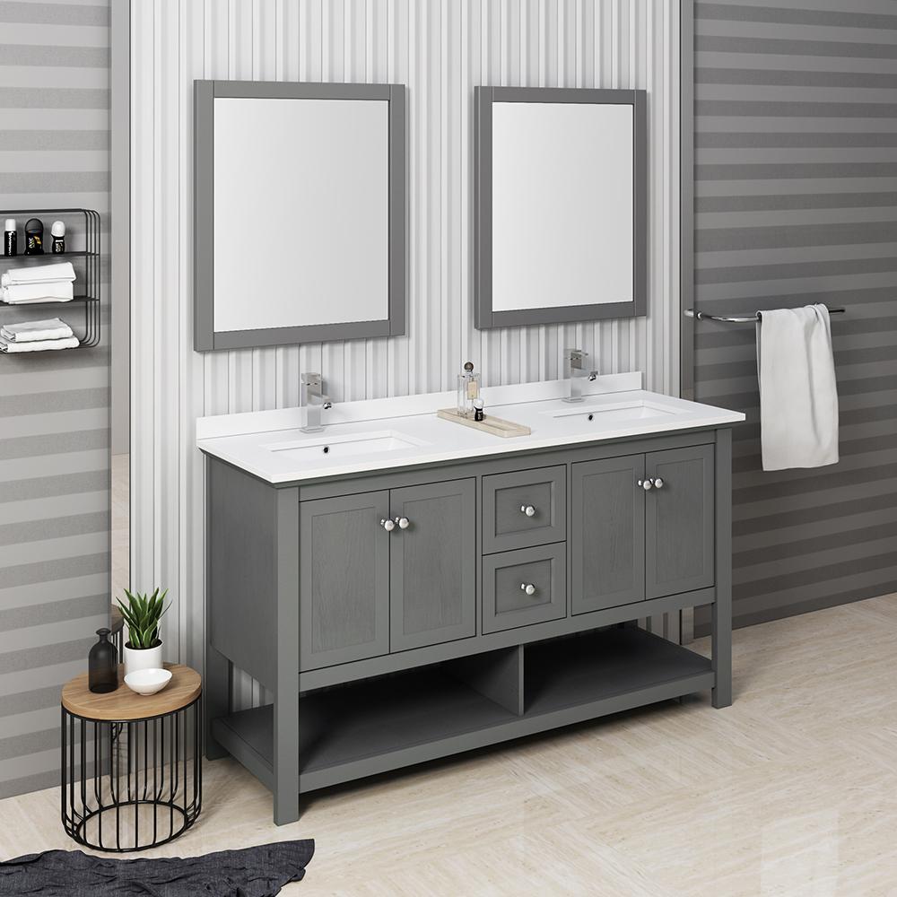 Fresca-Manchester-Regal-60"-Gray-Wood-Veneer-Traditional-Double-Sink-Bathroom-Vanity-w/-Mirrors-(FVN2360VG-D)