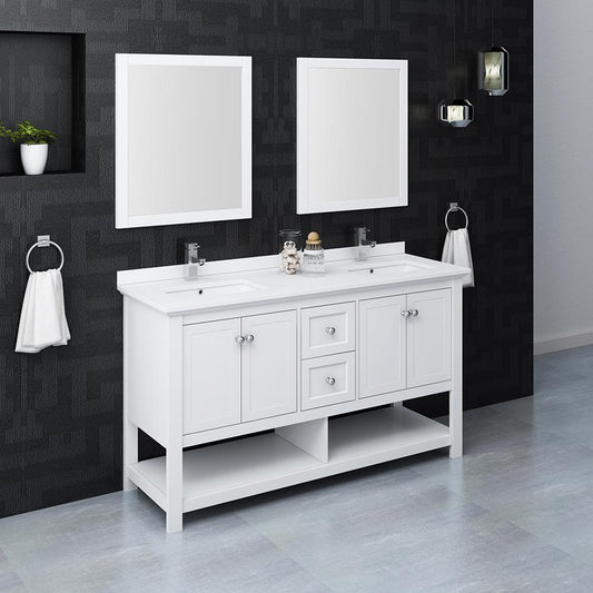 Fresca-Manchester-60"-White-Traditional-Double-Sink-Bathroom-Vanity-w/-Mirrors-(FVN2360WH-D)