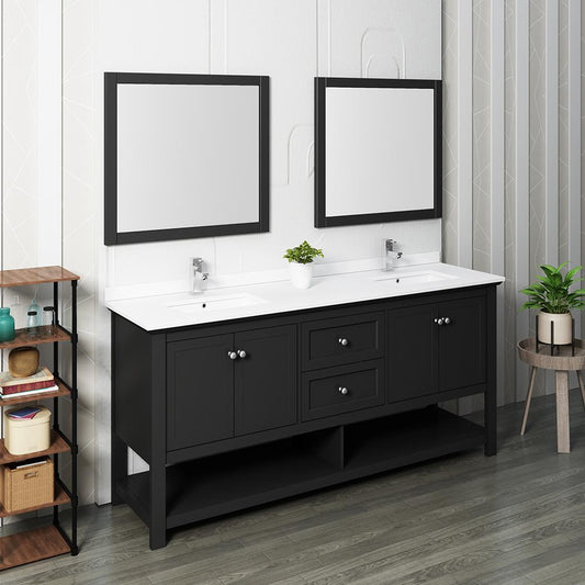 Fresca-Manchester-72"-Black-Traditional-Double-Sink-Bathroom-Vanity-w/-Mirrors-(FVN2372BL-D)