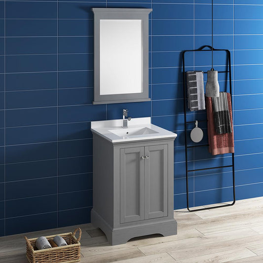 Fresca-Windsor-24"-Gray-Textured-Traditional-Bathroom-Vanity-w/-Mirror-(FVN2424GRV)
