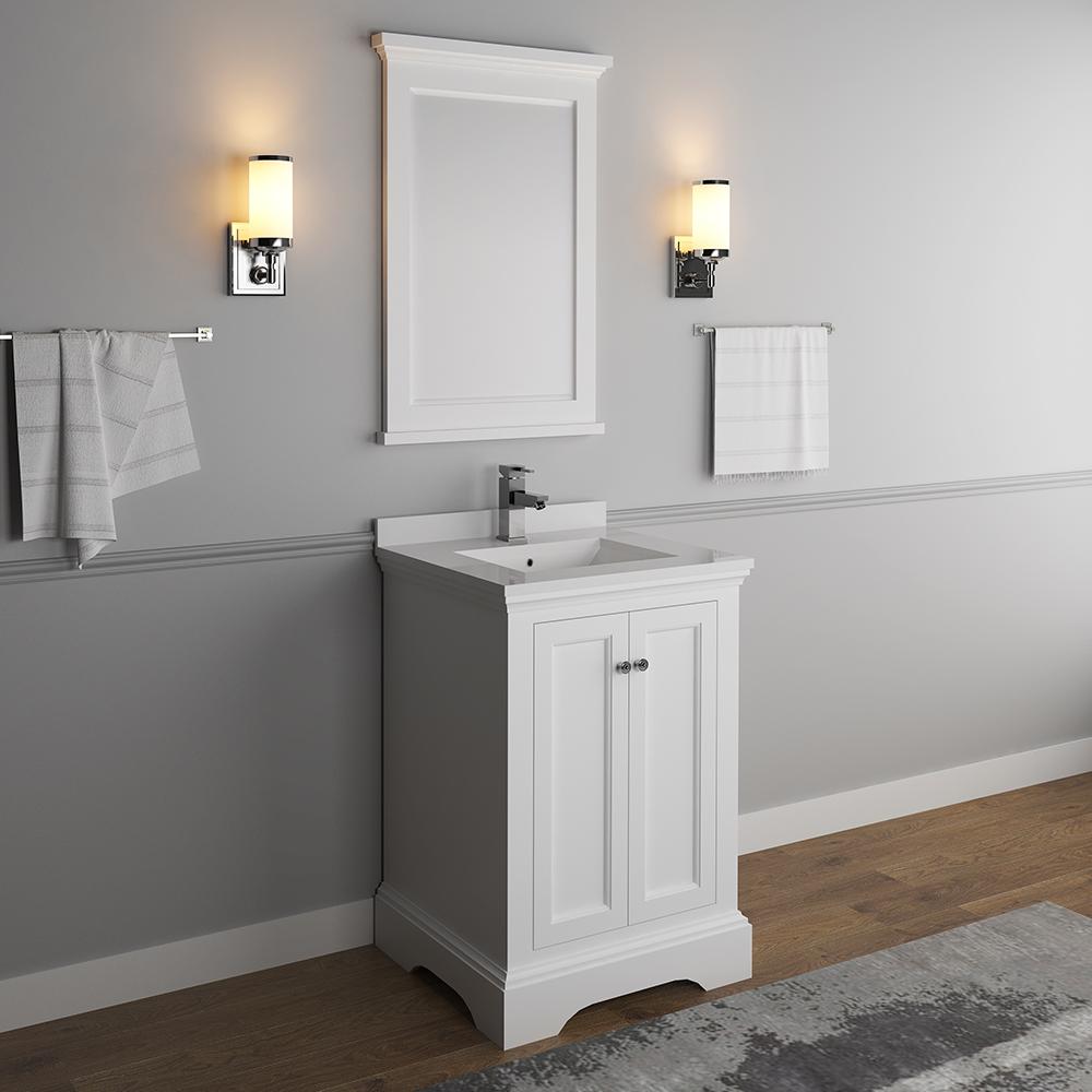 Fresca-Windsor-24"-Matte-White-Traditional-Bathroom-Vanity-w/-Mirror-(FVN2424WHM)