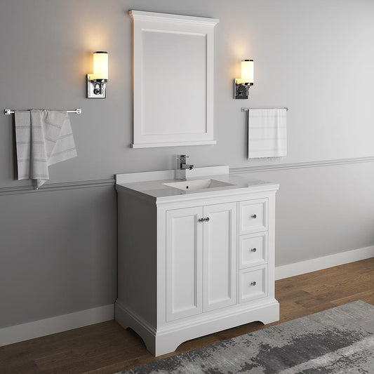 Fresca-Windsor-36"-Matte-White-Traditional-Bathroom-Vanity-w/-Mirror-(FVN2436WHM)